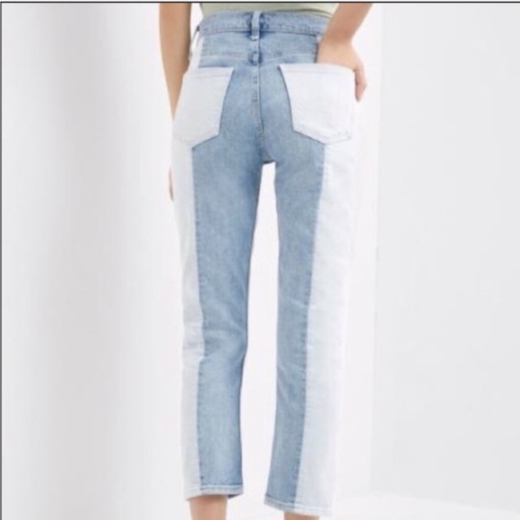 New Gap Two Tone Denim Crop Straight Leg Jeans - Picture 3 of 8